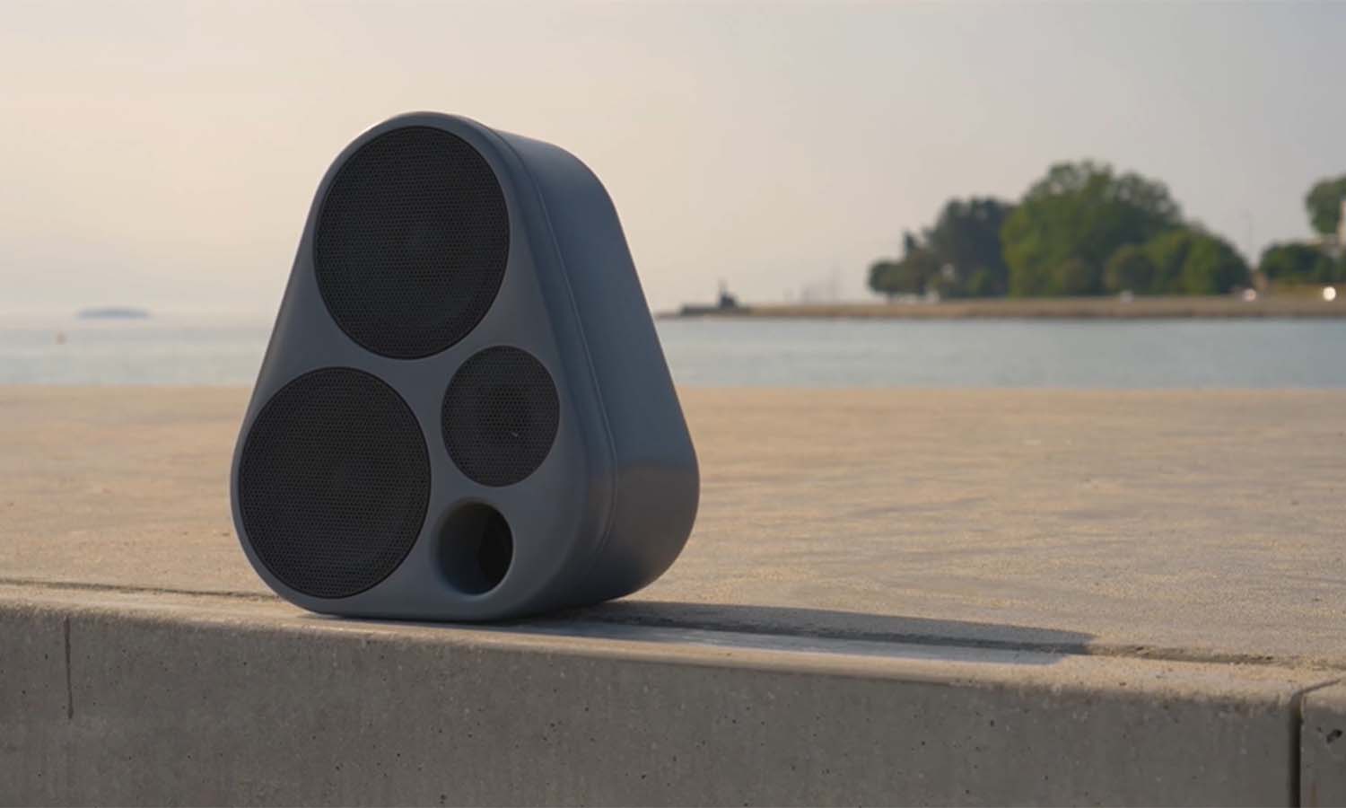 The Enkl Sound speaker at the beach and for outdoor events.